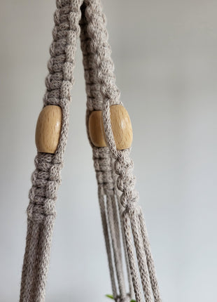 KWIETNIK WISZĄCY MAKRAMA RĘCZNIE WYPLATANY - KOLOR LATTE