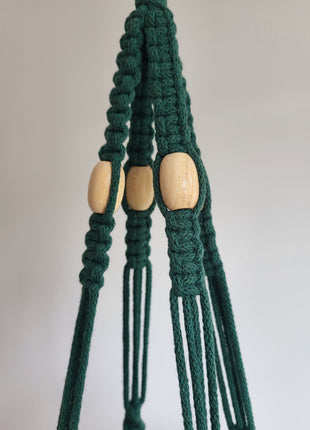 KWIETNIK WISZĄCY MAKRAMA RĘCZNIE WYPLATANY - KOLOR BUTELKOWA ZIELEŃ