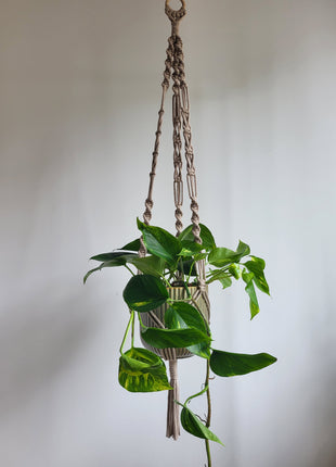 KWIETNIK WISZĄCY MAKRAMA RĘCZNIE WYPLATANY - KOLOR CAPPUCCINO