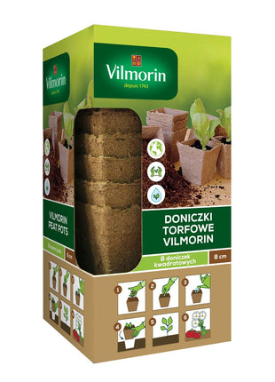 DONICZKI TORFOWE VILMORIN JIFFY - 8x8CM 8 SZTUK W OPAKOWANIU - Niezłe Ziółko
