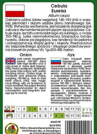 Nasiona - CEBULA EUREKA 5g - Niezłe Ziółko