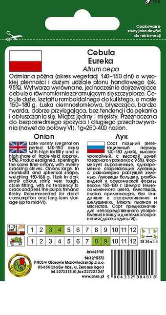 Nasiona - CEBULA EUREKA 5g - Niezłe Ziółko