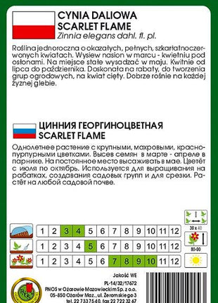 Nasiona - CYNIA DALIOWA SCARLET FLAME CZERWONA 1g - Niezłe Ziółko