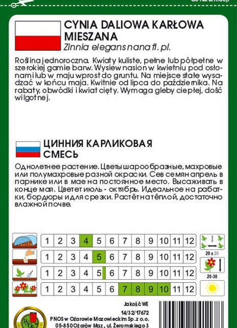 Nasiona - CYNIA KARŁOWA CUPIDO MIESZANA 1g - Niezłe Ziółko