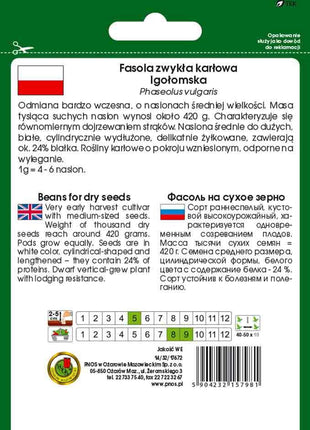Nasiona - FASOLA NA SUCHE NASIONA IGOŁOMSKA 50g - Niezłe Ziółko