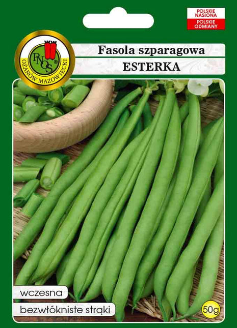 Nasiona - FASOLA SZPARAGOWA ZIELONA KARŁOWA ESTERKA 50g - Niezłe Ziółko