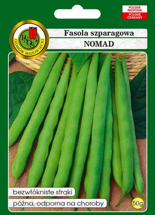Nasiona - FASOLA SZPARAGOWA ZIELONA KARŁOWA NOMAD 50g - Niezłe Ziółko