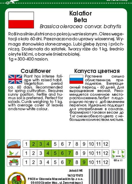 Nasiona - KALAFIOR BETA 1g - Niezłe Ziółko