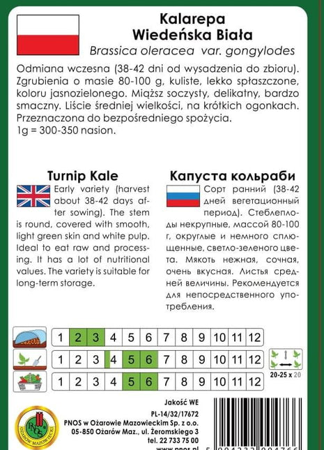 Nasiona - KALAREPA WIEDEŃSKA BIAŁA 2g - Niezłe Ziółko