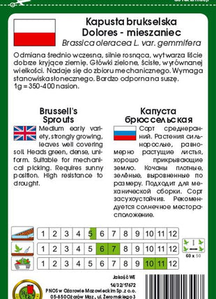 Nasiona - KAPUSTA BRUKSELSKA DOLORES F1 0,5g - Niezłe Ziółko