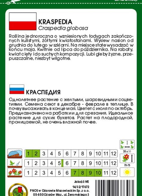 Nasiona - KRASPEDIA ŻÓŁTA 0,1g - Niezłe Ziółko