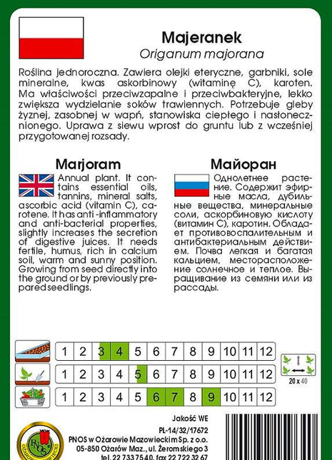 Nasiona - MAJERANEK 1g - Niezłe Ziółko