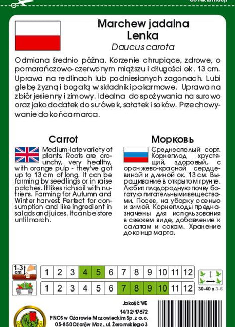 Nasiona - MARCHEW JADALNA LENKA 5g - około 3250 sztuk nasion w opakowaniu - Niezłe Ziółko