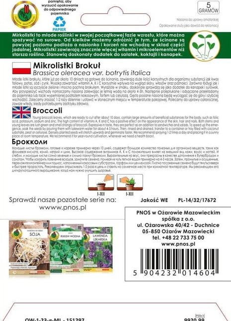 Nasiona - NA MIKROLISTKI BROKUŁ 5G - Niezłe Ziółko