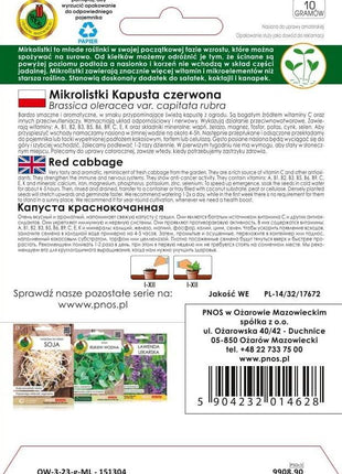 Nasiona - NA MIKROLISTKI KAPUSTA CZERWONA 10G - Niezłe Ziółko