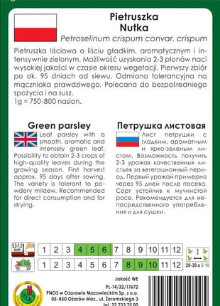 Nasiona - PIETRUSZKA NACIOWA NUTKA 5g - około 3750 sztuk nasion w opakowaniu - Niezłe Ziółko