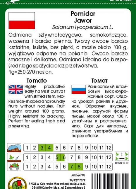 Nasiona - POMIDOR GRUNTOWY JAWOR 1g - Niezłe Ziółko