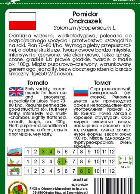 Nasiona - POMIDOR GRUNTOWY ONDRASZEK 1g - Niezłe Ziółko