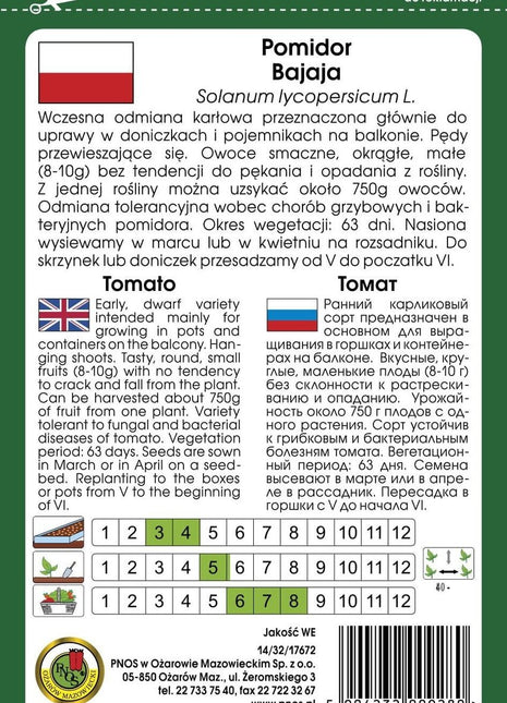 Nasiona - POMIDOR KOKTAJLOWY BAJAJA 1g - Niezłe Ziółko