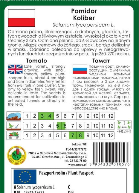 Nasiona - POMIDOR KOKTAJLOWY KOLIBER 1g - Niezłe Ziółko