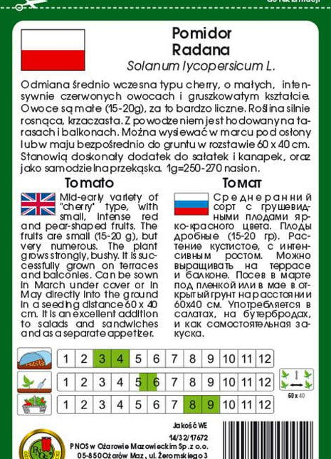 Nasiona - POMIDOR KOKTAJLOWY RADANA 0,3g - Niezłe Ziółko