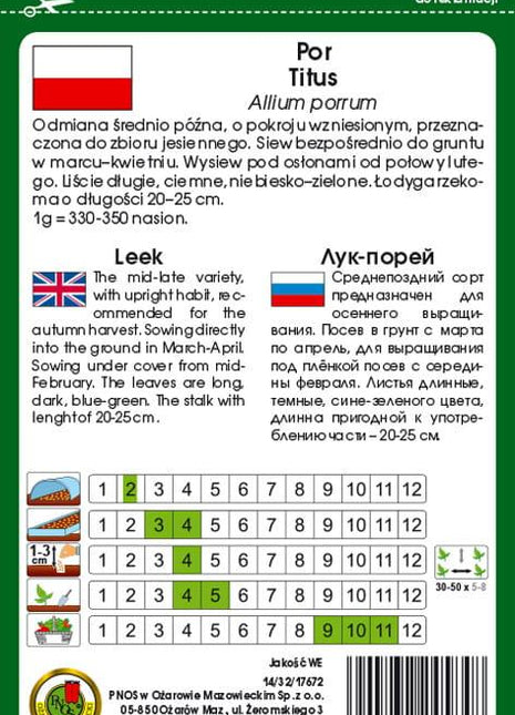 Nasiona - POR TITUS 1g - Niezłe Ziółko