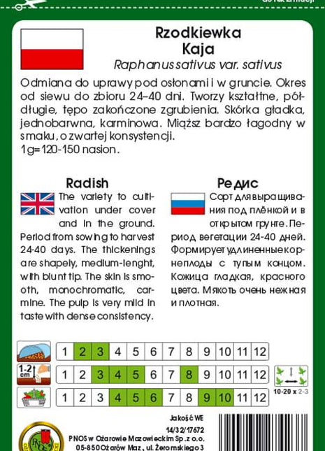 Nasiona - RZODKIEWKA KAJA 10g - Niezłe Ziółko