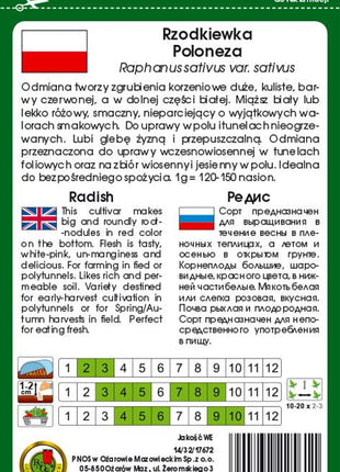 Nasiona - RZODKIEWKA POLONEZA 10g - Niezłe Ziółko