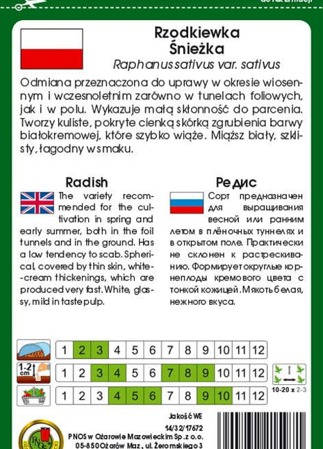 Nasiona - RZODKIEWKA ŚNIEŻKA 10g - Niezłe Ziółko