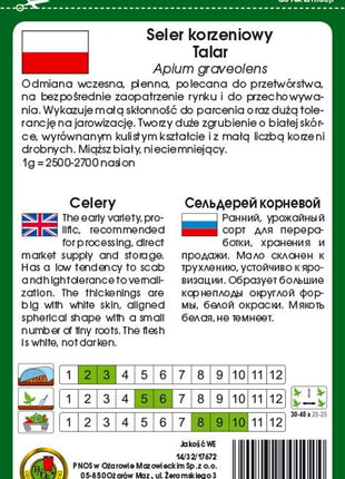 Nasiona - SELER KORZENIOWY TALAR 1g - Niezłe Ziółko