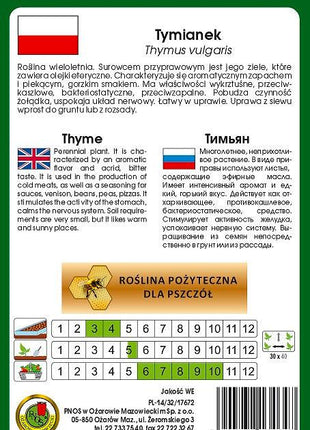 Nasiona - TYMIANEK 0,2g - Niezłe Ziółko