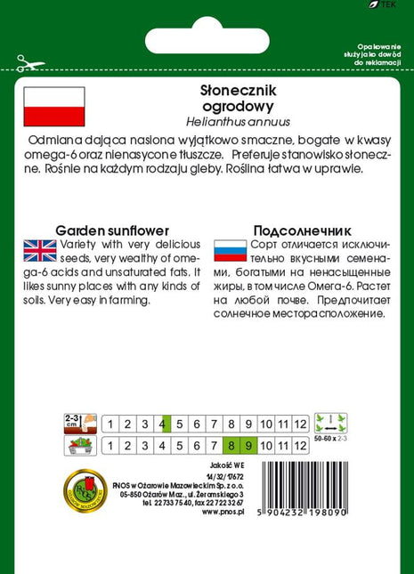 Nasiona - SŁONECZNIK OGRODOWY 20g - Niezłe Ziółko